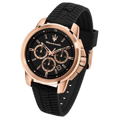 Maserati Silikon Armband-Uhr Chronograph Successo Herren schwarz UMAR8871621012