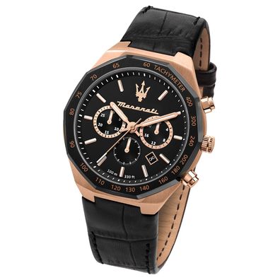 Maserati Leder Armband-Uhr Chronograph STILE Herren schwarz UMAR8871642001