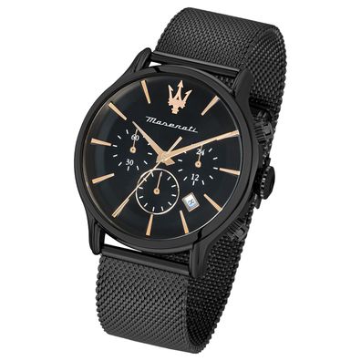 Maserati Edelstahl Armband-Uhr Chronograph EPOCA Herren schwarz UMAR8873618013