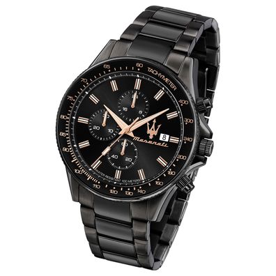 Maserati Edelstahl Armband-Uhr Chronograph SFIDA Herren schwarz UMAR8873640011