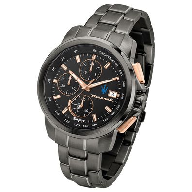 Maserati Edelstahl Uhr Chronograph Successo SOLAR Herren grau UMAR8873645001