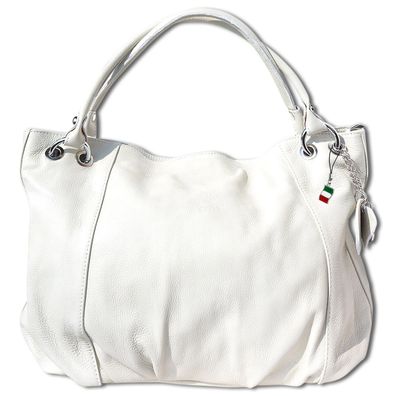 Florence Hobo Bag Echt-Leder Tasche Damen Beuteltasche beige, weiß OTF128K