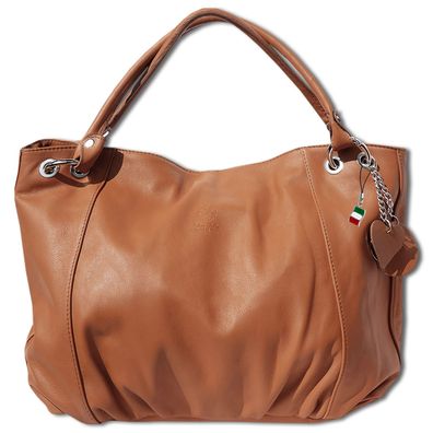 Florence Hobo Bag Echt-Leder Tasche Damen Beuteltasche tan, braun OTF128N