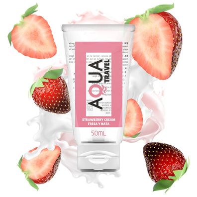 AQUA TRAVEL Strawberry CREAM Flavour Waterbased Lubricant - 50ml
