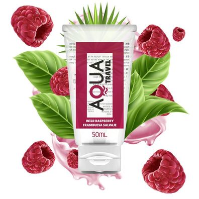AQUA TRAVEL WILD Raspberry Flavour Waterbased Lubricant - 50ml