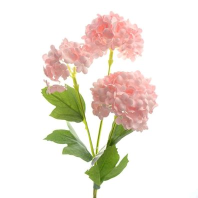 GASPER Schneeballzweig Rosa mit 3 Blütenbällen 60 cm - Kunstblumen