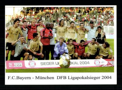 FC Bayern München Mannschaftskarte DFB Ligapokalsieger 2004