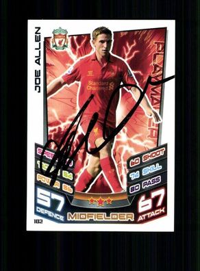 Joe Allen FC Liverpool Match Attax Card Original Signiert+ A 232524