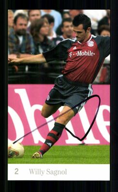 Willy Sagnol Autogrammkarte Bayern München 2002-03 Original Signiert + 2
