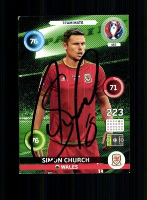 Simon Church Wales Panini Card Euro 2016 Original Signiert + A 232502