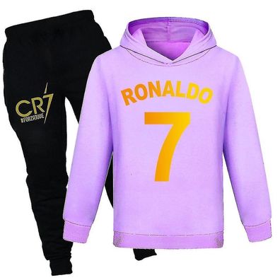 Langarm-Hoodie + Hose mit Ronaldo-Aufdruck, Freizeitkleidungsset, Sportbekleidung