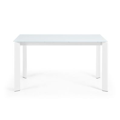 Tisch Axis ausziehbar 140 (200) cm weißes Glas und weiße Beine