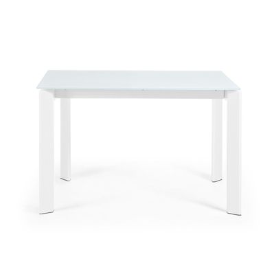 Tisch Axis ausziehbar 120 (180) cm weißes Glas und weiße Beine