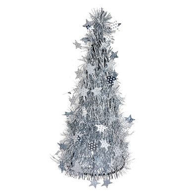 Clayre & Eef Weihnachtsdekoration Weihnachtsbäume Ø 17x38 cm Silberfarbig Kunststoff