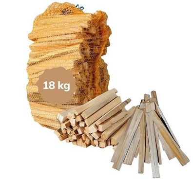 Landree® Premium Anfeuerholz, Anzündholz, 18 kg (6 Netze a 3 kg), Nadelholz, trocken