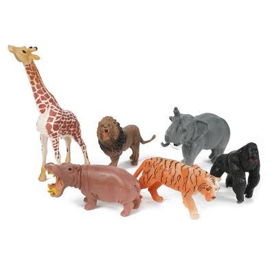 Toi-Toys - 5 Wilde Tiere (Tiger, Löwe, Nilpferd, Elefant, Giraffe und Gorilla)