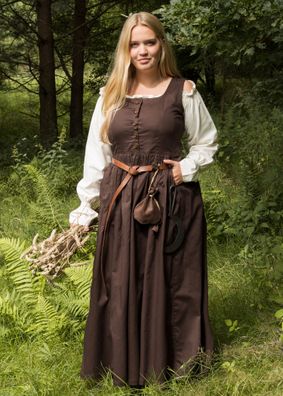 Ärmelloses Mittelalterkleid, Trägerkleid Lene, braun