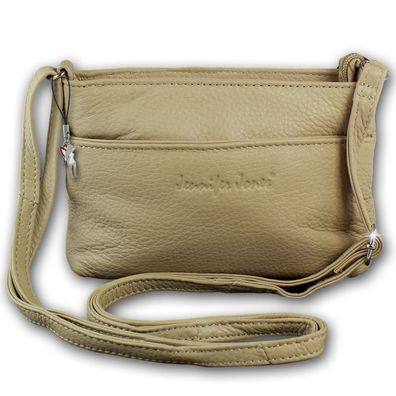 Jennifer Jones Echtleder Damenhandtasche Umhängetasche beige 21,5x4x14 OTJ1460C