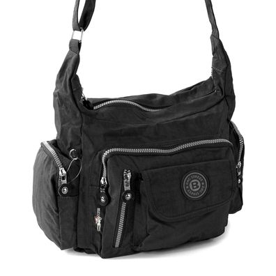 Bag Street Nylon Tasche Damenhandtasche Schultertasche schwarz 30x15x22 OTJ204S