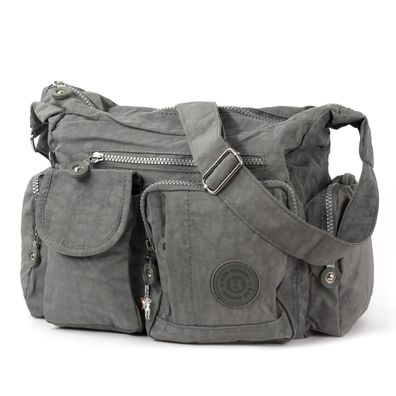 Bag Street Nylon Tasche Damenhandtasche Schultertasche grau 30x12x22 OTJ205K
