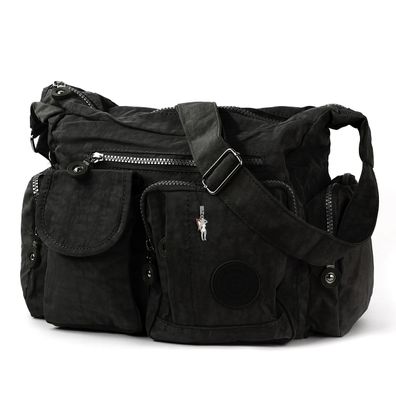 Bag Street Nylon Tasche Damenhandtasche Schultertasche schwarz 30x12x22 OTJ205S