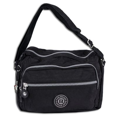Bag Street Crinkle Nylon Schultertasche Tasche Umhängetasche schwarz OTJ227S