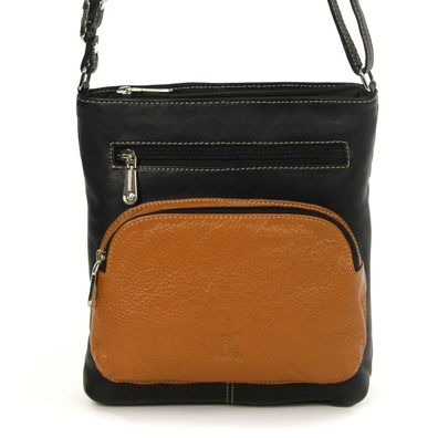 DrachenLeder Tasche Damen Handtasche echtes Leder schwarz braun 21x6x22 OTZ100S