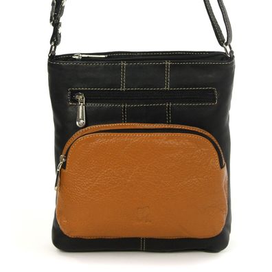 DrachenLeder Tasche Damen Handtasche echtes Leder schwarz braun 21x6x22 OTZ102S