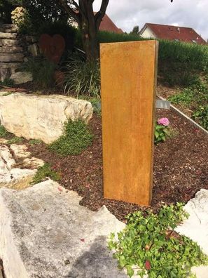 Stele Cortenstahl Sichtschutz Edelrost Gartenstele Metall 140 cm hoch