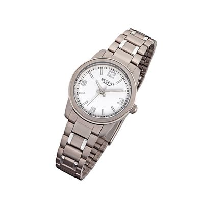 Regent Titan Damen Uhr F-1084 Quarzuhr Armband silber grau URF1084