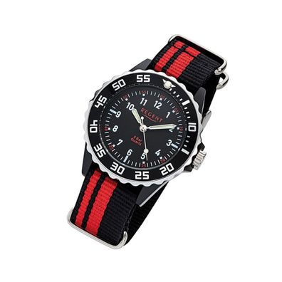 Regent Textil Kinder Jugend Uhr F-1124 Quarzuhr Armband schwarz rot URF1124
