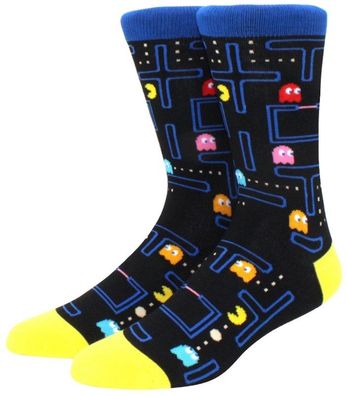 Pac-Man Blaue Socken Namco Motivsocken Cartoon Socken Heroes Motiv Socken