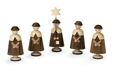Weihnachtsfiguren 5 Figuren der Kurrende im Satz mittelgroß natur Höhe: 6,5 cm