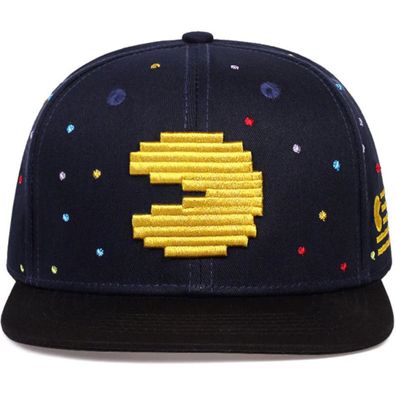 Pac-Man Caps Kappen Mützen Hüte Namco Dunkelblaue Snapback Cap mit Pac-Man Logo