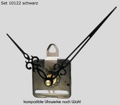 Quarz Uhrwerk mit Zeiger 120 mm Alu 12cm schwarz gold f. Wanduhren lautlos leise