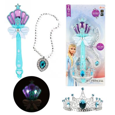Toi-Toys Ice Princess Krone, Kette und Zauberstab mit Licht und Sound Prinzessin