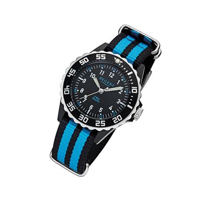 Regent Textil Kinder Jugend Uhr F-1126 Quarzuhr Armband schwarz blau URF1126