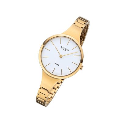 Regent Metall Damen Uhr F-1154 Analoge Armband-Uhr gold Titan-Uhr URF1154
