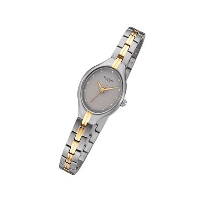 Regent Metall Damen Uhr F-1164 Analog Armbanduhr grau gold Titan-Uhr URF1164