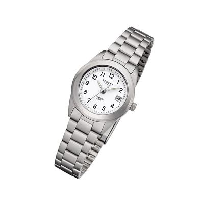 Regent Metall Damen Uhr F-258 Analoge Armband-Uhr silber Titan-Uhr URF258
