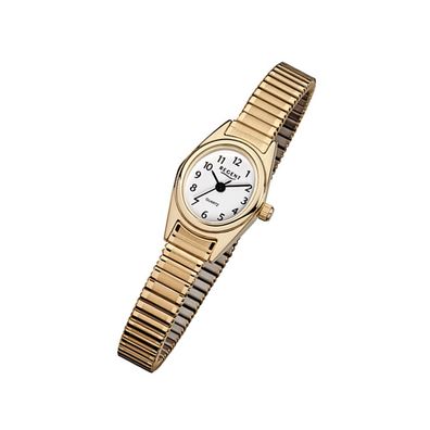 Regent Stahl Damen Uhr F-263 Quarzuhr Armband gold URF263