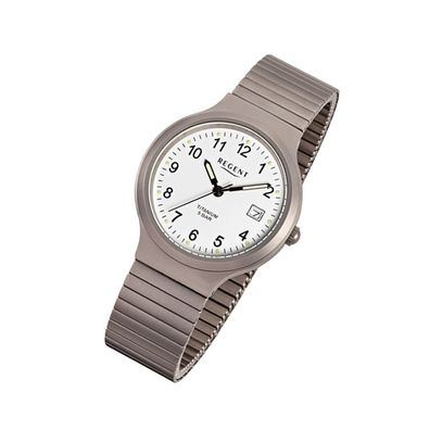 Regent Titan Damen-Herren Uhr F-300 Quarzuhr Armband silber grau URF300