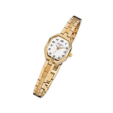 Regent Stahl Damen Uhr F-305 Quarzuhr Armband gold URF305
