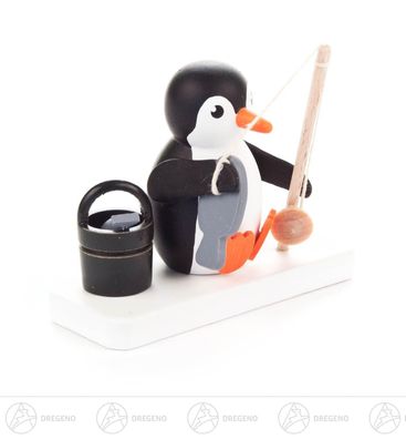 Miniatur Pinguin Angler H=ca 4,5 cm NEU Erzgebirge Weihnachtsfigur Holzfigur