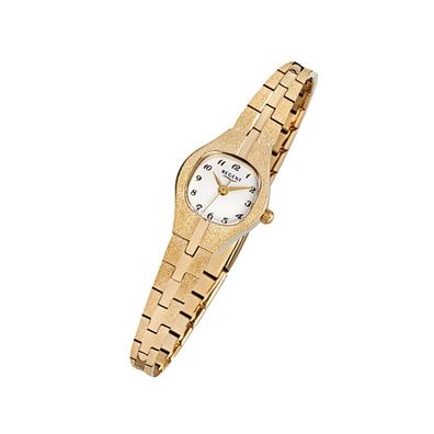 Regent Stahl Damen Uhr F-308 Quarzuhr Armband gold URF308