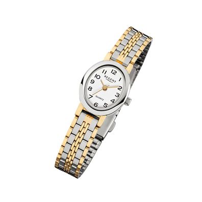 Regent Stahl Damen Uhr F-393 Quarzuhr Armband silber gold URF393