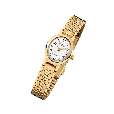 Regent Stahl Damen Uhr F-394 Quarzuhr Armband gold URF394