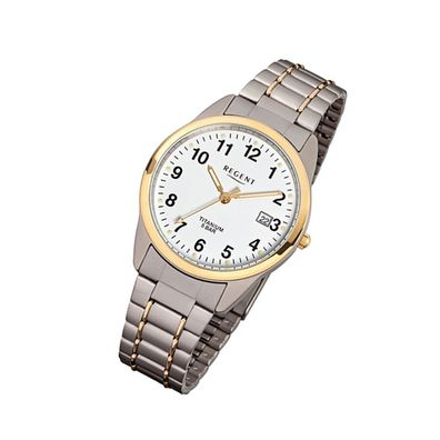 Regent Titan Herren Uhr F-430 Quarzuhr Armband silber grau gold URF430