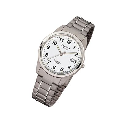 Regent Titan Herren Uhr F-432 Quarzuhr Armband grau silber URF432
