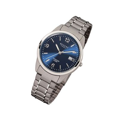 Regent Titan Herren Uhr F-433 Quarzuhr Armband silber grau URF433